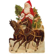 Victorian Santa with Horses Large Scrap ~ Germany